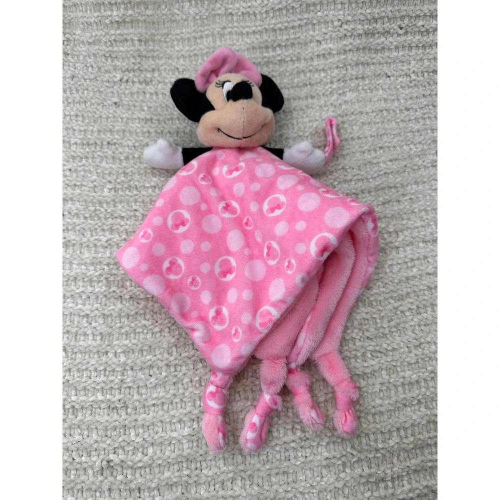 Disney Baby Minnie Mouse Lovey Security Blanket Pink‎ Polka Dot Plush Kids Toy